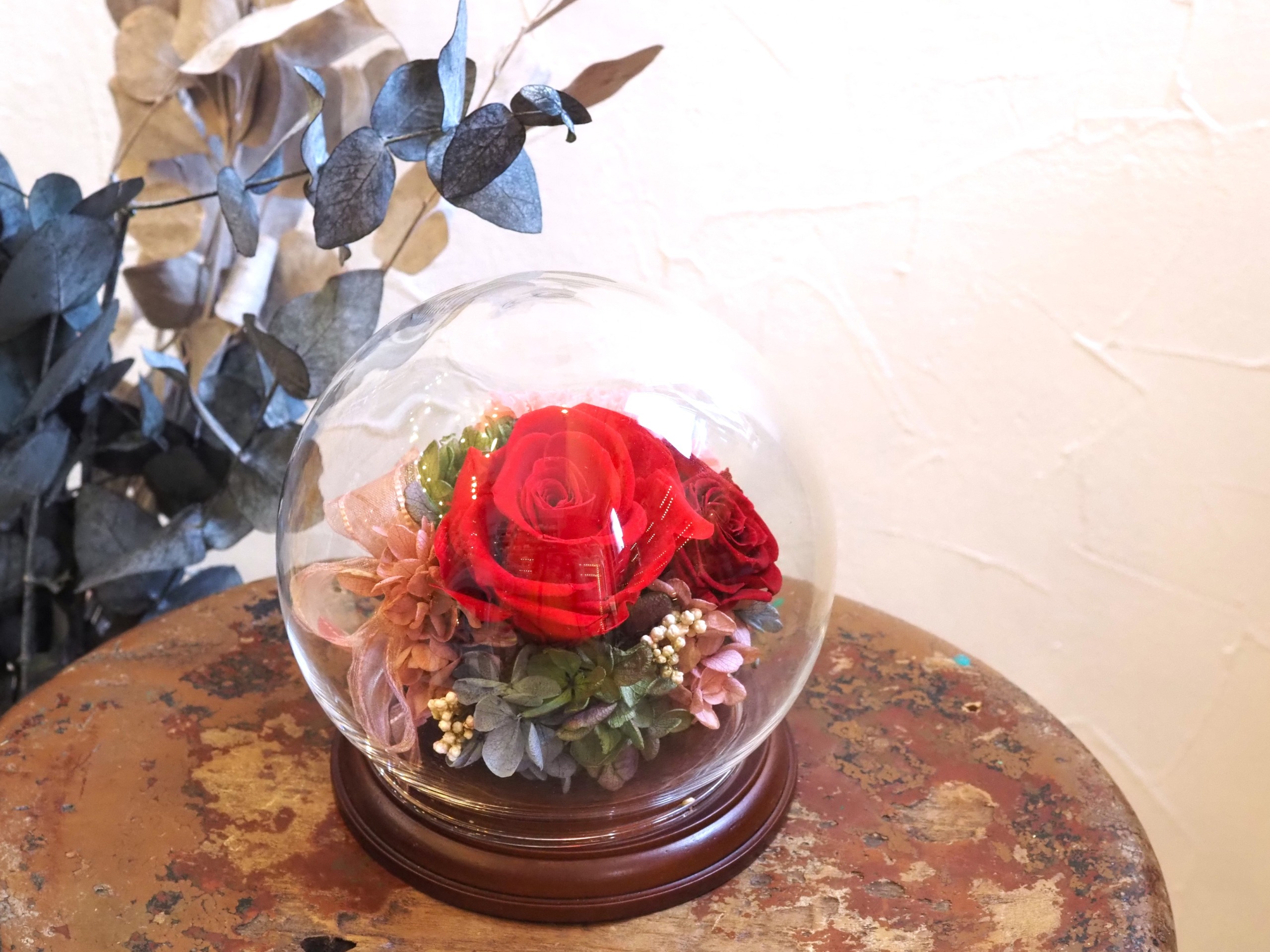 ドーム Daum France ガラス工芸品 赤色 グラデーション 花 工芸品 - 工芸品