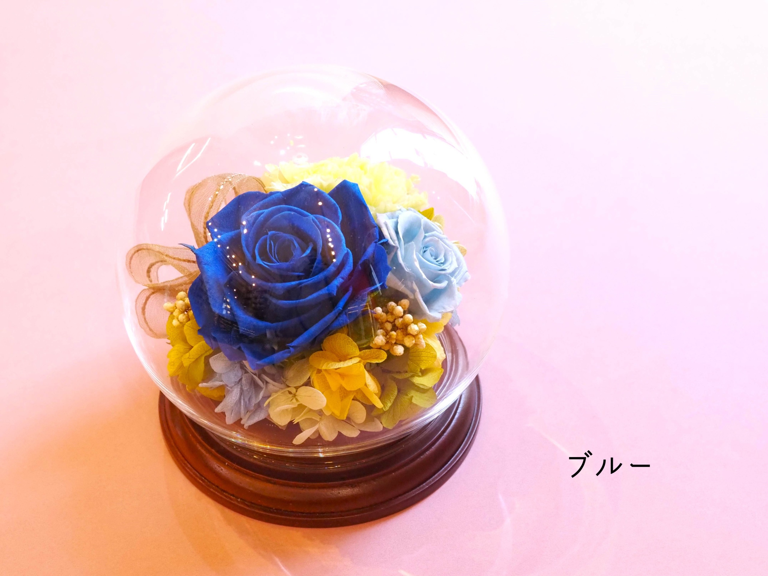 プリザーブドフラワー　ガラスドーム密閉　高さ22幅23cm　17mm傷あり プリザーブドフラワー ガラスドーム密閉 高さ22幅23cm 17mm傷あり