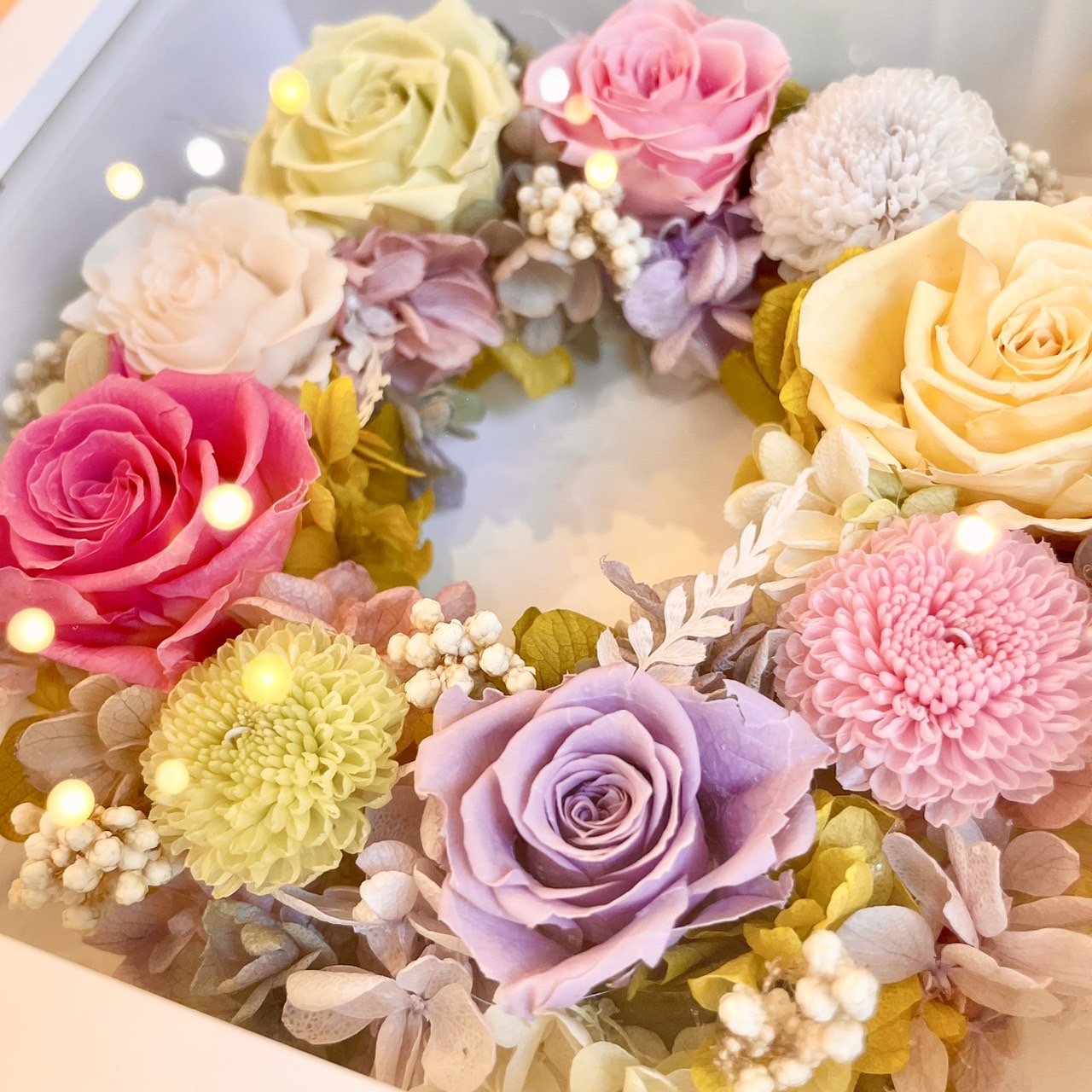 ピンク♡オールドローズと薔薇のナチュラルアンティーク調リース  